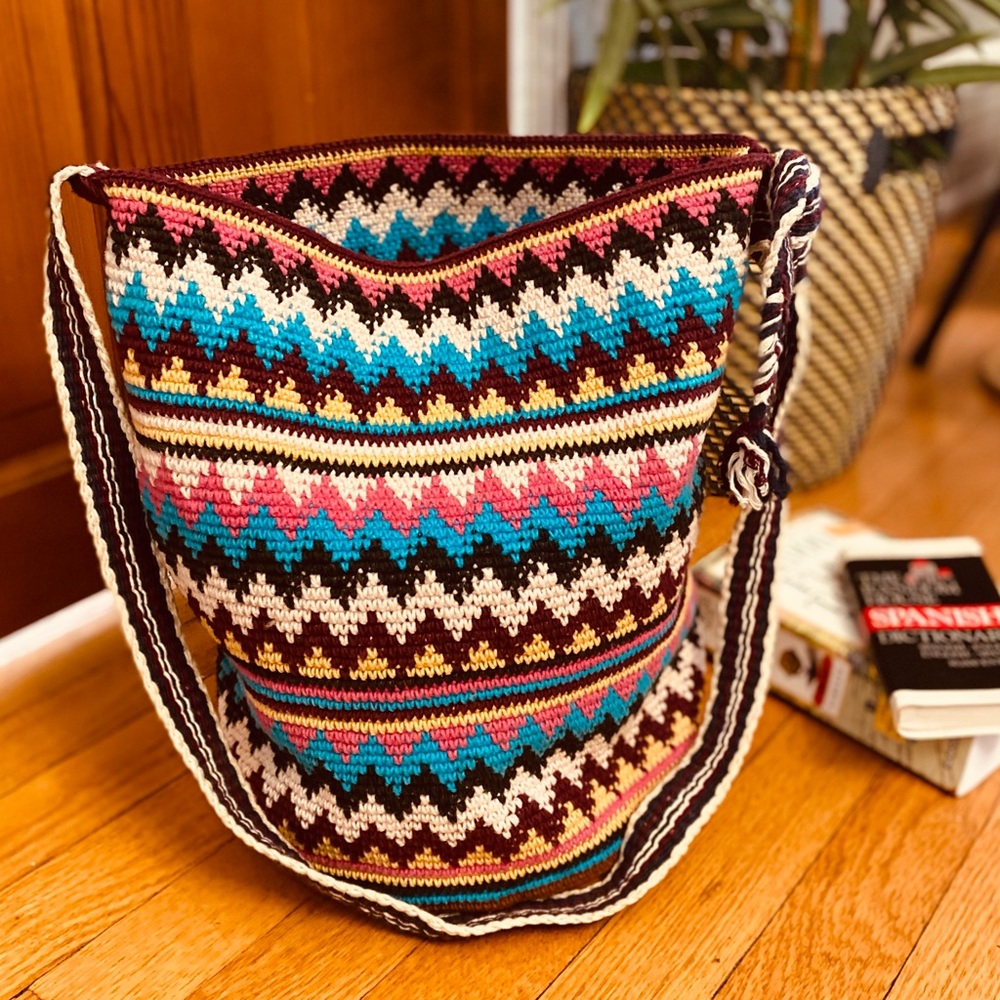 Vintage Guatemalan Woven Bucket Bag